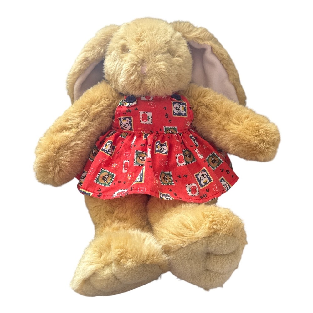 Vintage 1997 Build-A-Bear Tan Floppy Ear Bunny Plush Red School Teacher Dress